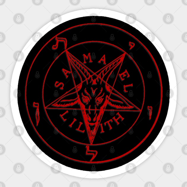 Sigil of Baphomet Clothing | Red on Black Mass | Satanic Sticker by WearSatan